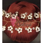 Accesoriu modern pentru decor par WED32 Auriu cu cristale si perle de 35cm